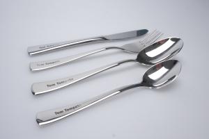 Engraving of a stainless steel dessert set