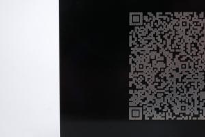 Sustainable aluminum business card with V-Card / VCF data as a QR code